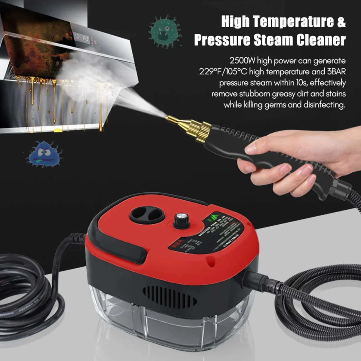 2500W High Pressure High Temperature Household Intelligent Steam Cleaner Air Conditioner Kitchen Car Steam Cleaner Tools EU Plug - Image 7