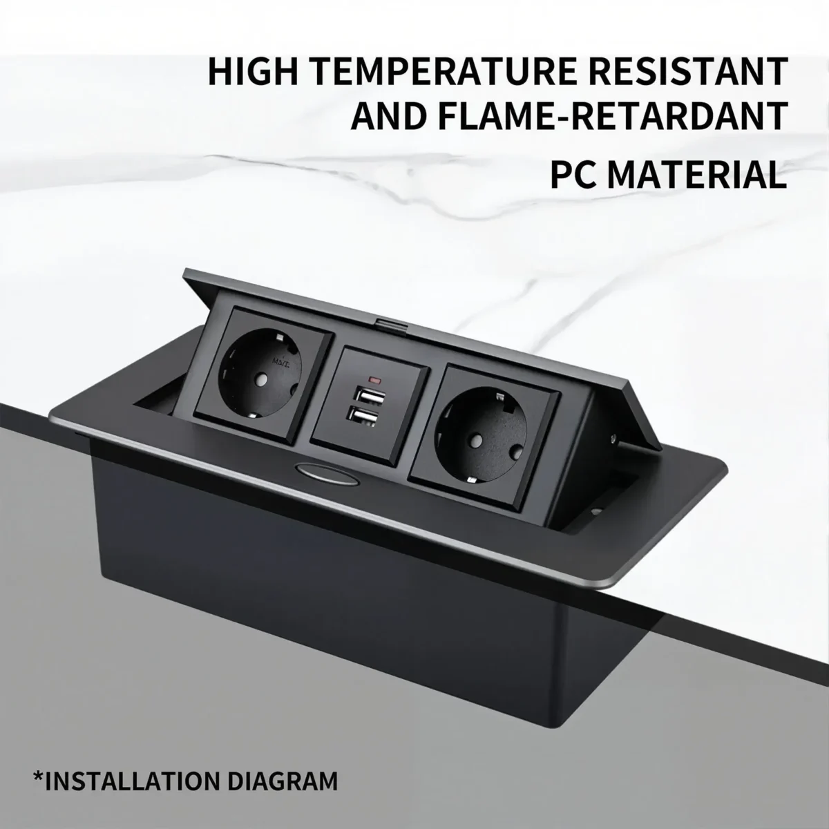 ​ ​ Multifunktionale, langsam sitzende Pop-Up-Schreibtischsteckdose EU/US mit USB/HDMI/RJ45/Typ-C-Anschlüssen – eingebetteter Konferenztisch aus Aluminiumlegierung - Image 5