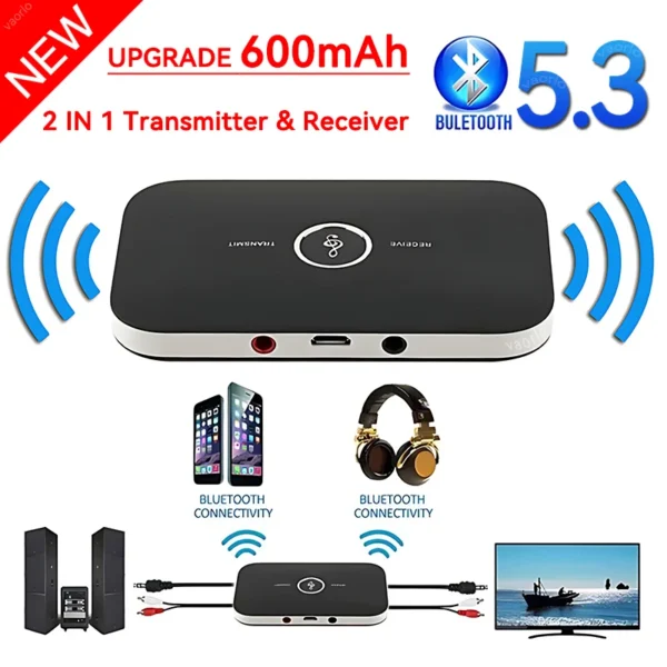B6 2 IN 1 Bluetooth 5,3 Audio Sender Empfänger 3,5mm AUX Jack RCA USB Dongle Musik Wireless Adapter für Auto PC TV Kopfhörer