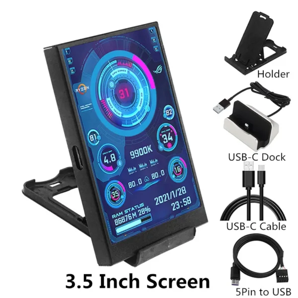3,5/5/8,8 Zoll IPS Typ-C Sekundärbildschirm Mini-Computer Sekundärbildschirm CPU GPU RAM HDD-Monitor USB-Display frei AIDA64