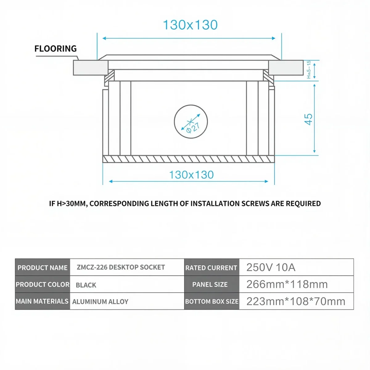 ​ ​ Multifunktionale, langsam sitzende Pop-Up-Schreibtischsteckdose EU/US mit USB/HDMI/RJ45/Typ-C-Anschlüssen – eingebetteter Konferenztisch aus Aluminiumlegierung - Image 3