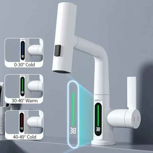LED Intelligente Temperatur Display Küche Wasserhahn Heißer und Kalter Wasser Auslass Küche Waschbecken Wasserhahn Pull Typ Waschbecken Wasserhahn Wasserhahn