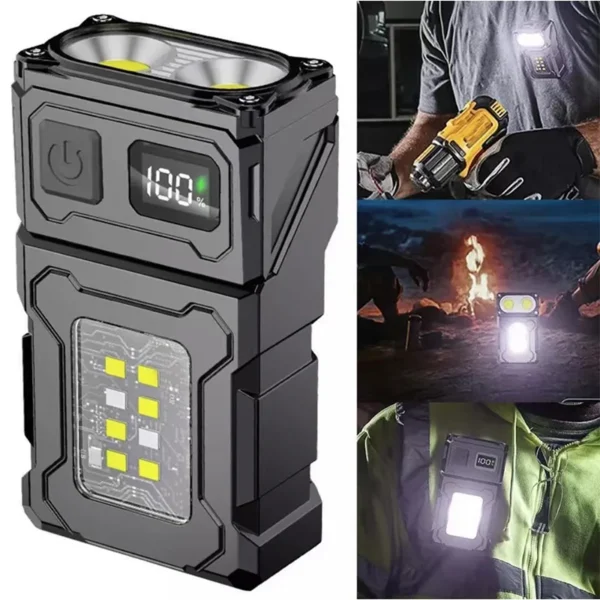 MINI USB Rechargeable LED Flashlight Portable Tail magnet flashlight Super Bright Camping Lantern Side COB emergency light
