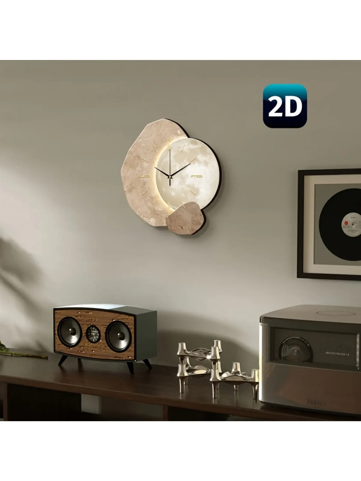 Modern Simple Silent Wall Clock, Moon Phase Design - Quiet Quartz Movement, Wooden Material, Non-Drip Sound, Perfect for Bedroom, Living Room or Office Decoration, Bedroom Wall Clock | Decorative Wall Clock | Wooden Structure Mother's Day Wedding Decoration Friend Birthday Gift - Image 6