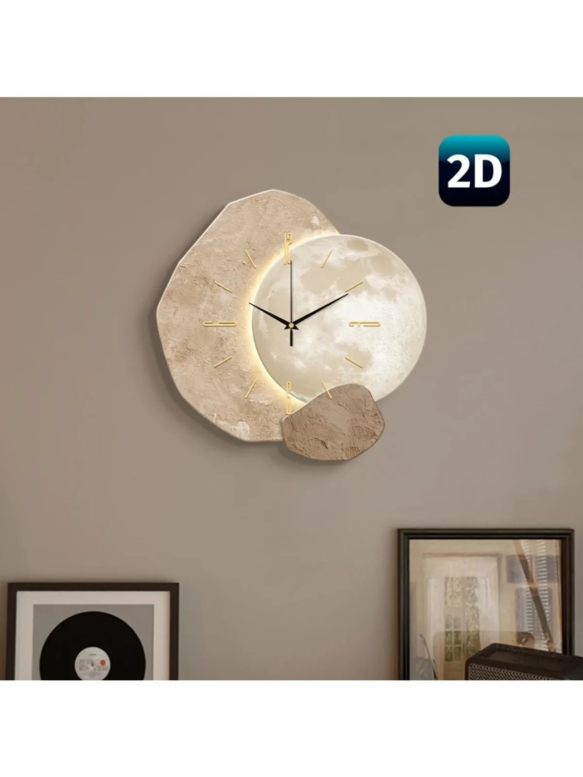 Modern Simple Silent Wall Clock, Moon Phase Design - Quiet Quartz Movement, Wooden Material, Non-Drip Sound, Perfect for Bedroom, Living Room or Office Decoration, Bedroom Wall Clock | Decorative Wall Clock | Wooden Structure Mother's Day Wedding Decoration Friend Birthday Gift - Image 3