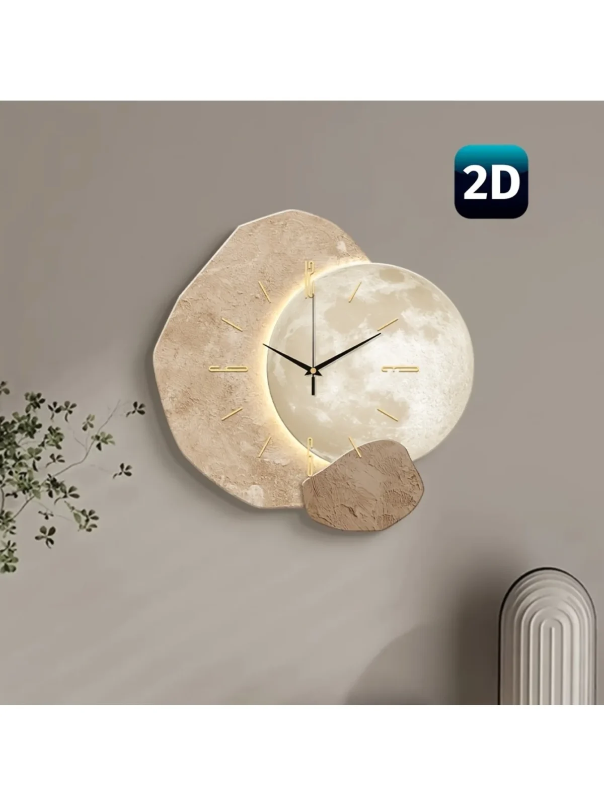 Modern Simple Silent Wall Clock, Moon Phase Design - Quiet Quartz Movement, Wooden Material, Non-Drip Sound, Perfect for Bedroom, Living Room or Office Decoration, Bedroom Wall Clock | Decorative Wall Clock | Wooden Structure Mother's Day Wedding Decoration Friend Birthday Gift - Image 2
