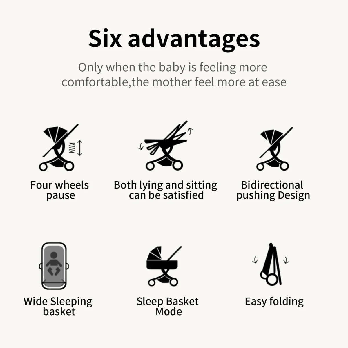 Baby Stroller 3‑in‑1 Travel System Pushchair Lightweight Pram from Birth All‑Terrain Baby Buggy Compact Fold Stroller Summer - Image 3