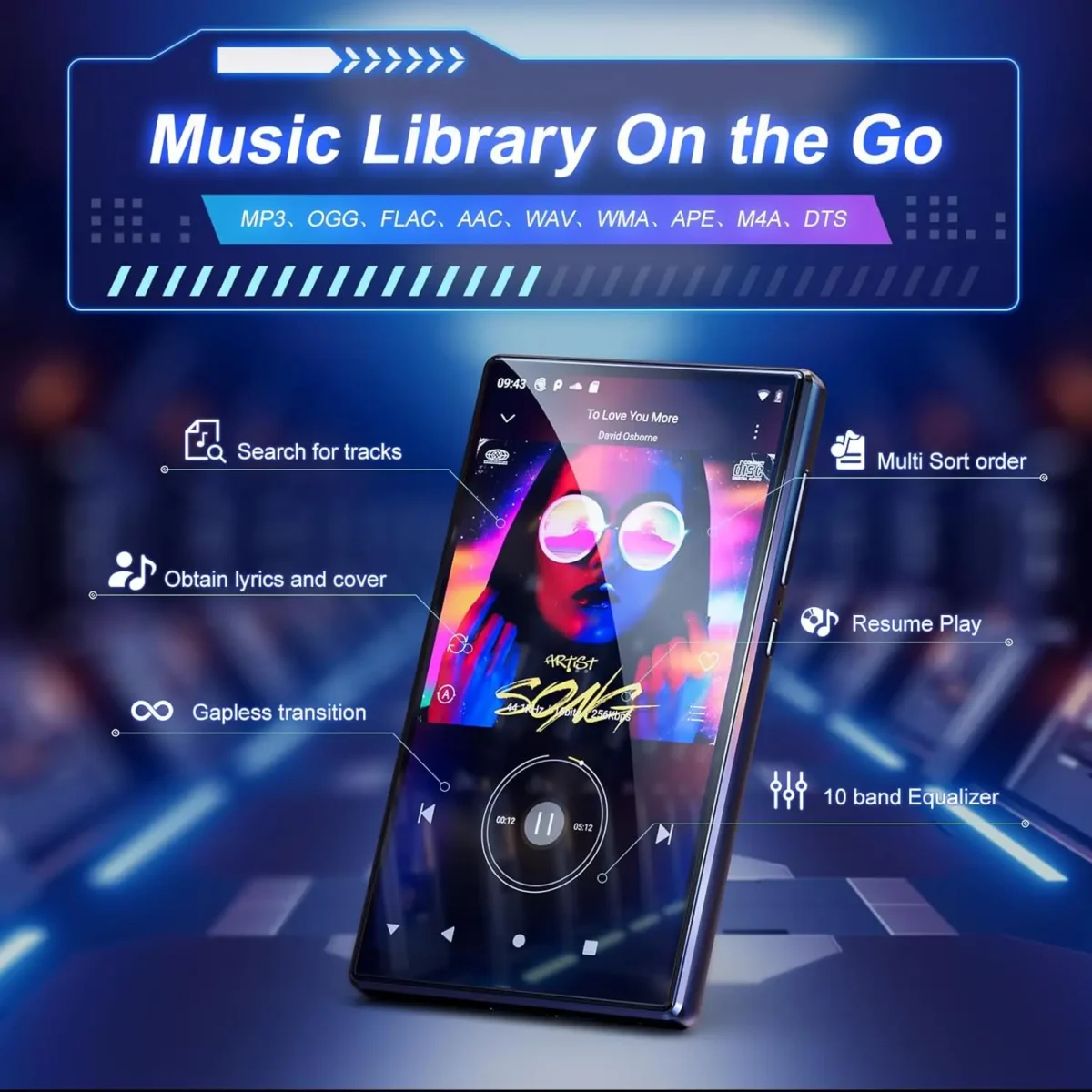 MECHEN 160 GB (128 GB + 32 GB) MP3/MP4-Player mit Bluetooth und WLAN, 5-Zoll-IPS-Touchscreen 1080P, bis zu 1 TB - Image 5