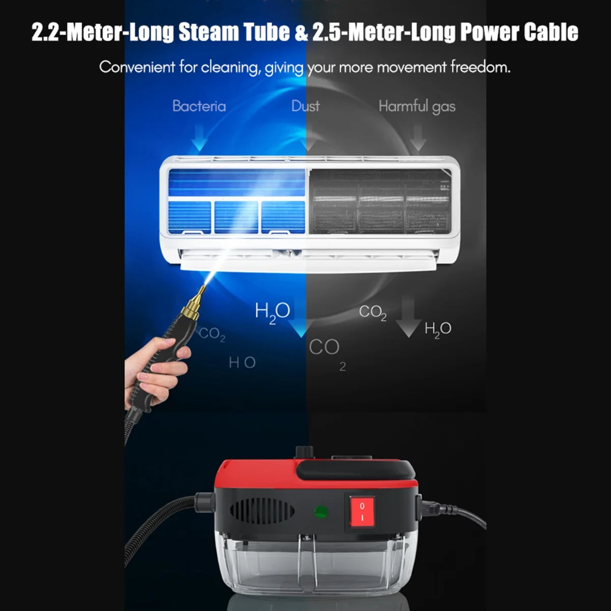 2500W High Pressure High Temperature Household Intelligent Steam Cleaner Air Conditioner Kitchen Car Steam Cleaner Tools EU Plug - Image 10