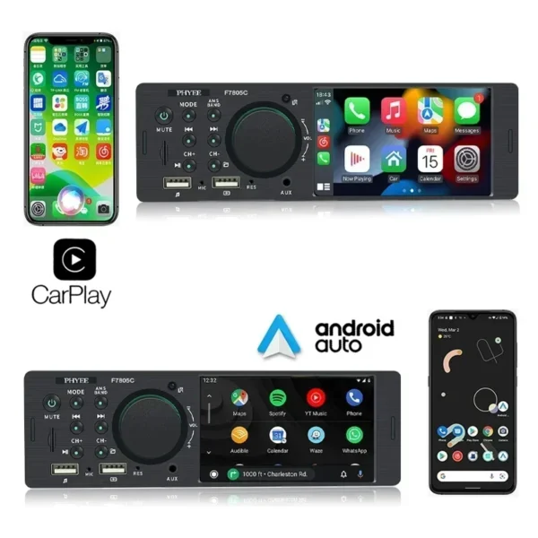 1 Din 4" CarPlay Car Radio Bluetooth Android-Auto MP5 Player Handfree A2DP USB Stereo Audio System Multimedia Head Unit F7805C