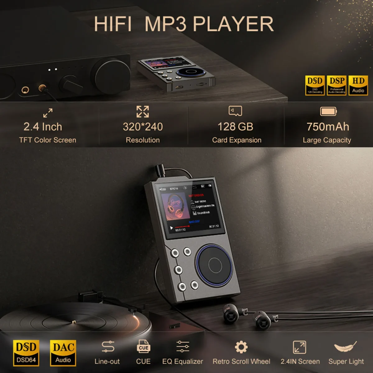HiFi Sound Player Sound Music Player MP3 Player Digital Music Player Bluetooth 5.3 Lossless DSD FLAC HD HiFi Portable MP3 Player - Image 5