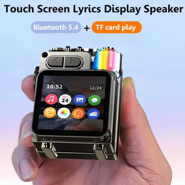 Wireless Bluetooth Metal Mechanical Speaker With RGB Desktop Subwoofer Support Calendar Alarm Clock With LED Display Screen