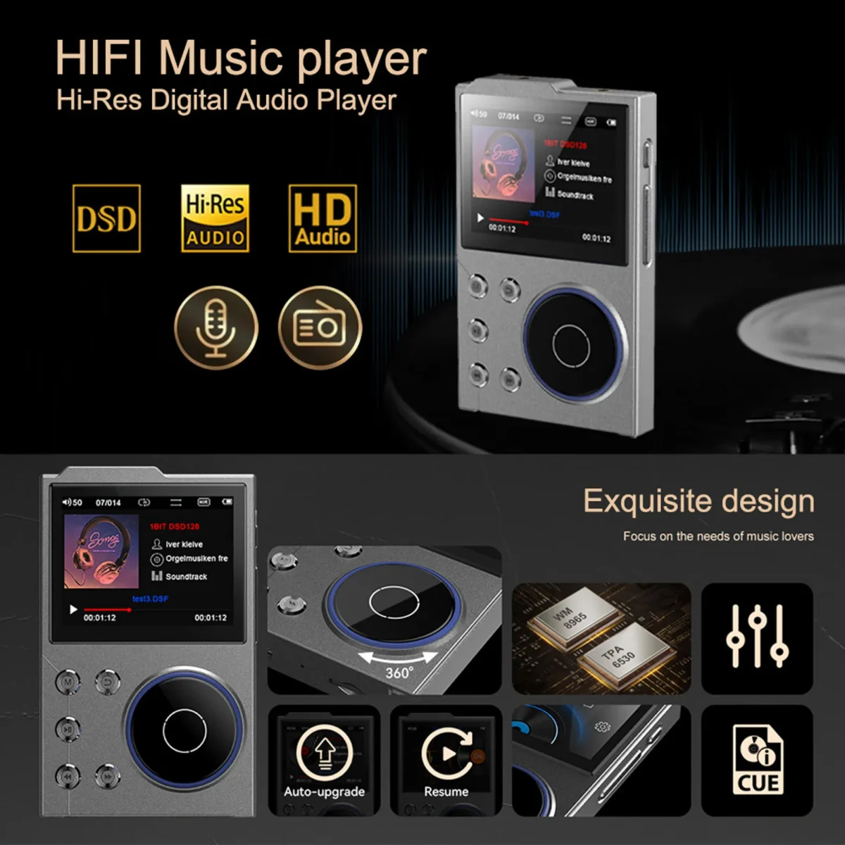 HiFi Sound Player Sound Music Player MP3 Player Digital Music Player Bluetooth 5.3 Lossless DSD FLAC HD HiFi Portable MP3 Player - Image 4