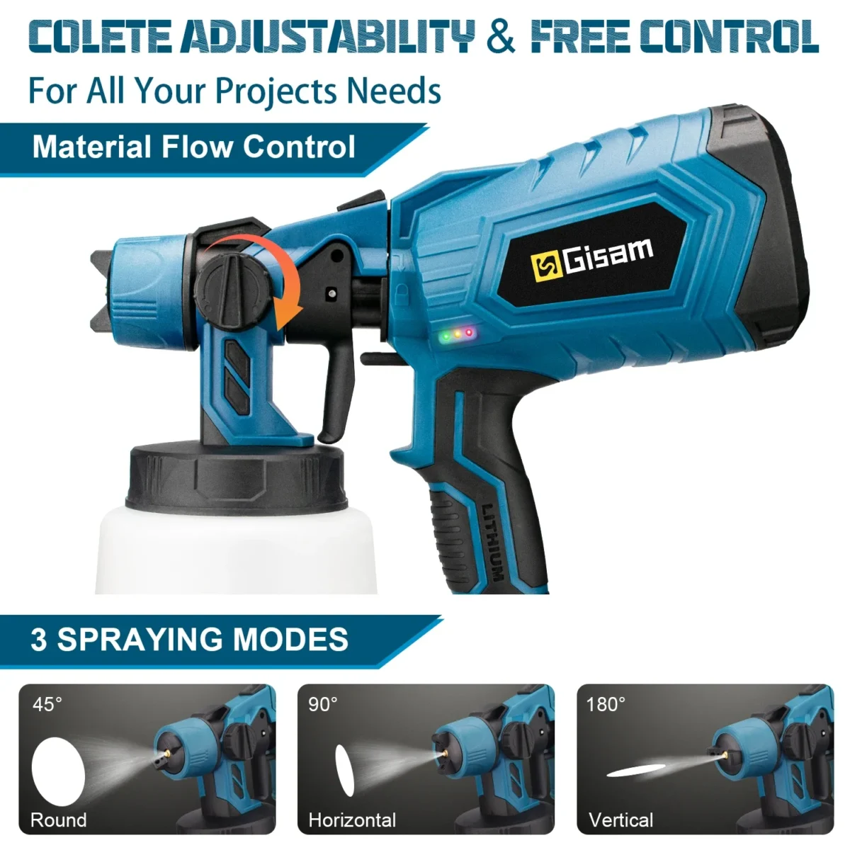 Gisam 1000ML Electric Spray Gun Home Cordless Paint Sprayer HVLP Auto Furniture Steel Coating Airbrush For Makita 18V Battery Pi - Image 5