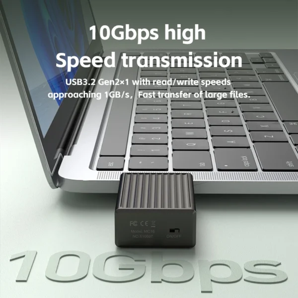 Hagibis 2230 M.2 NVMe SSD Enclosure with Cooling Fan USB 3.2 Gen 2 to NVMe PCI-E M.2 SSD Case for Laptop iPhone 16 Pro 15 iPad