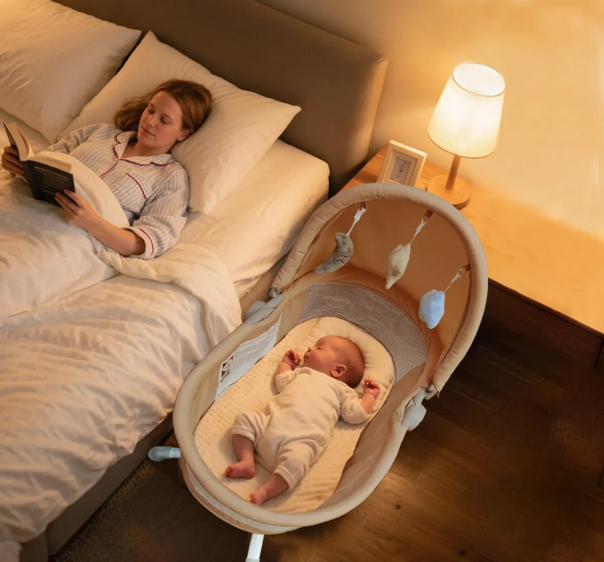 3 in 1 Newborn Intelligent electric crib cot baby high chair baby cradle Bluetooth baby rocking bed with 4 wheel automatic swing - Image 2