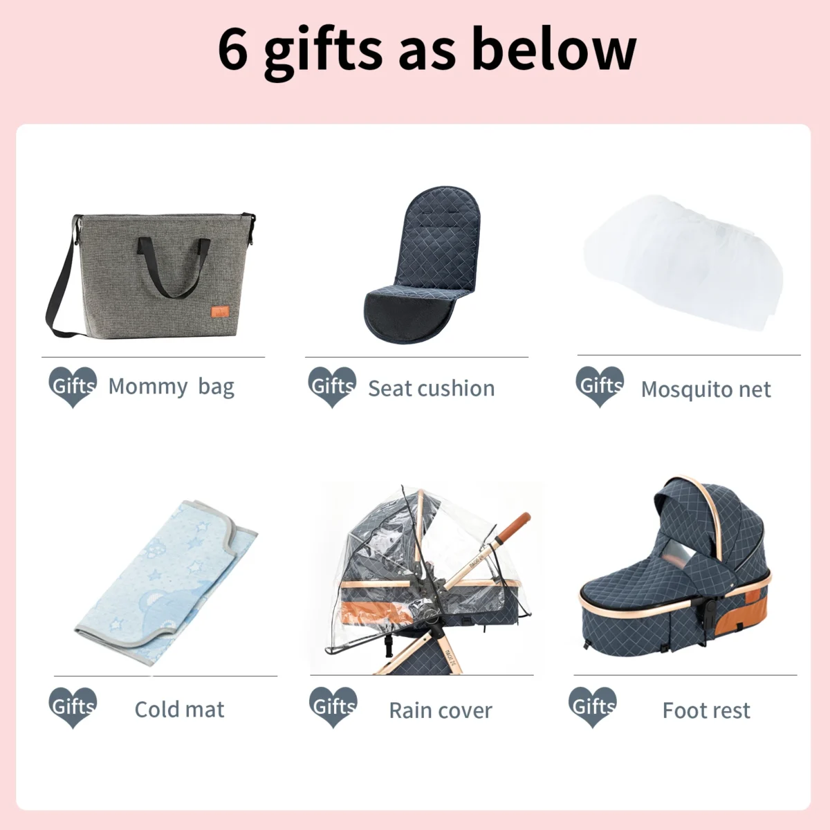 Baby Stroller 3‑in‑1 Travel System Pushchair Lightweight Pram from Birth All‑Terrain Baby Buggy Compact Fold Stroller Summer - Image 2
