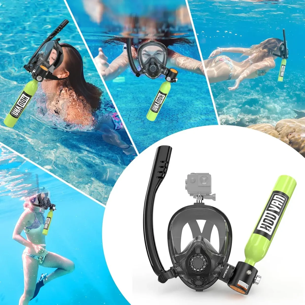 HOUVAN Snorkeling Full Face mask with Mini 0.5L Scuba Diving Tank Underwater Swimming Cylinder Dive Equipment Outdoor Travelling - Image 6