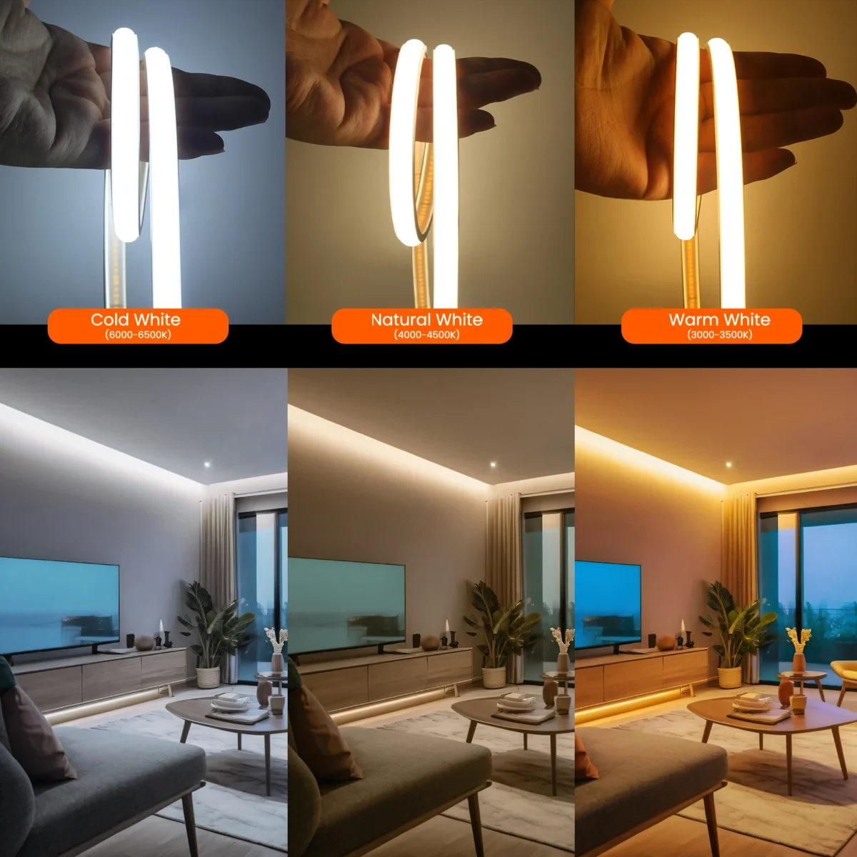 Waterproof COB LED Strip Light 12V 24V Flexible LED Neon Light 0.5-20M 320LEDs High Density Linear Lighting COB LED Lights - Image 4