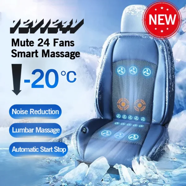 Cooling Car Seat Cushion 8/16/24 Fans Massage 12V Car Summer Cool Cushion Fan Blowing Ventilation Seat Covers Automatic Switch