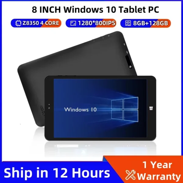 Hot Sales 8GB RAM 128GB ROM 8 INCH 64Bits Tablet 1280*800FHD Windows 10 Quad Core Int Z8350 CPU Support OTG Adapter Dual Camera
