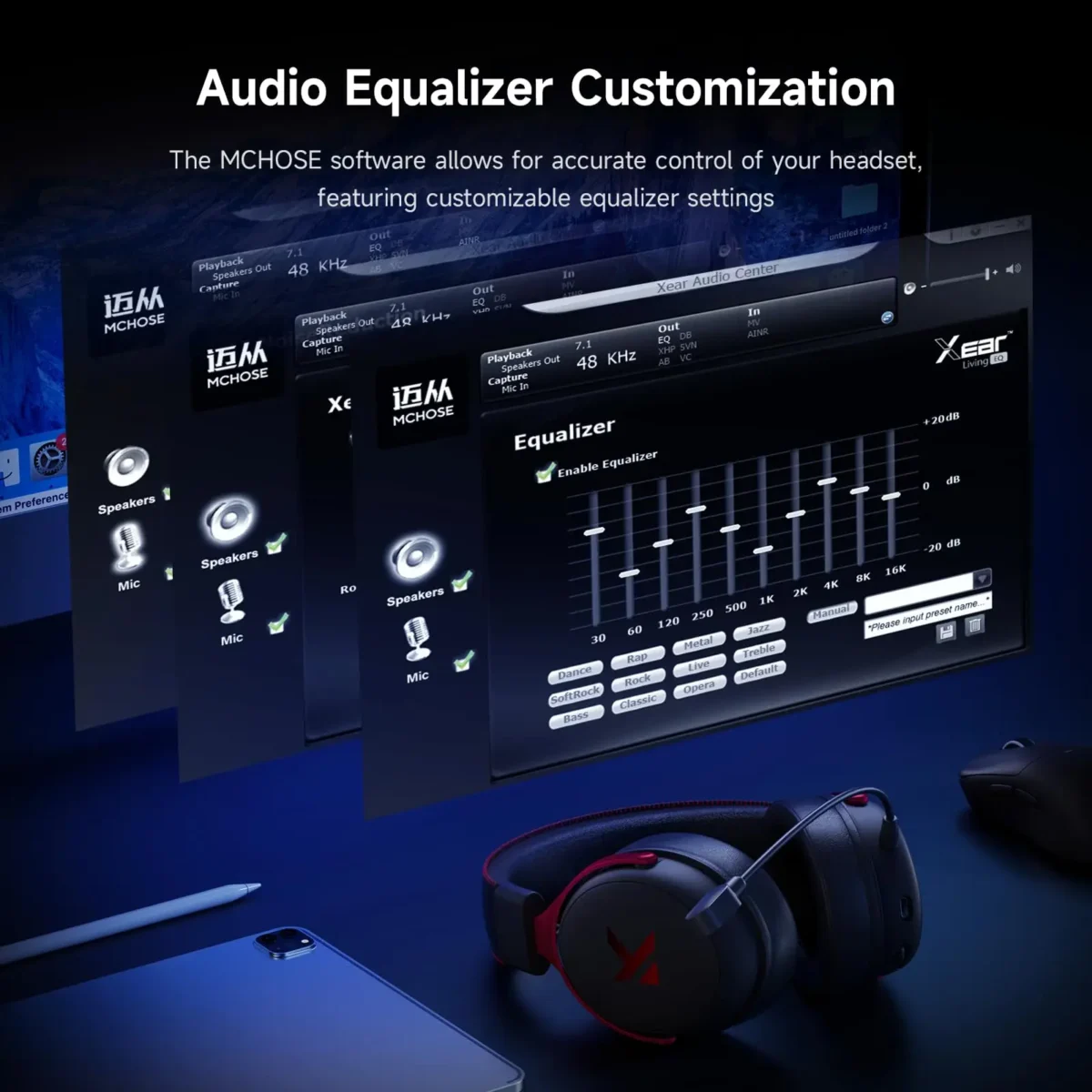 MCHOSE V9 Pro Wireless Gaming Headset Surround Sound Headphones Noise Canceling Mic Low Latency Lightweight for PS5 PC SWITCH - Image 3
