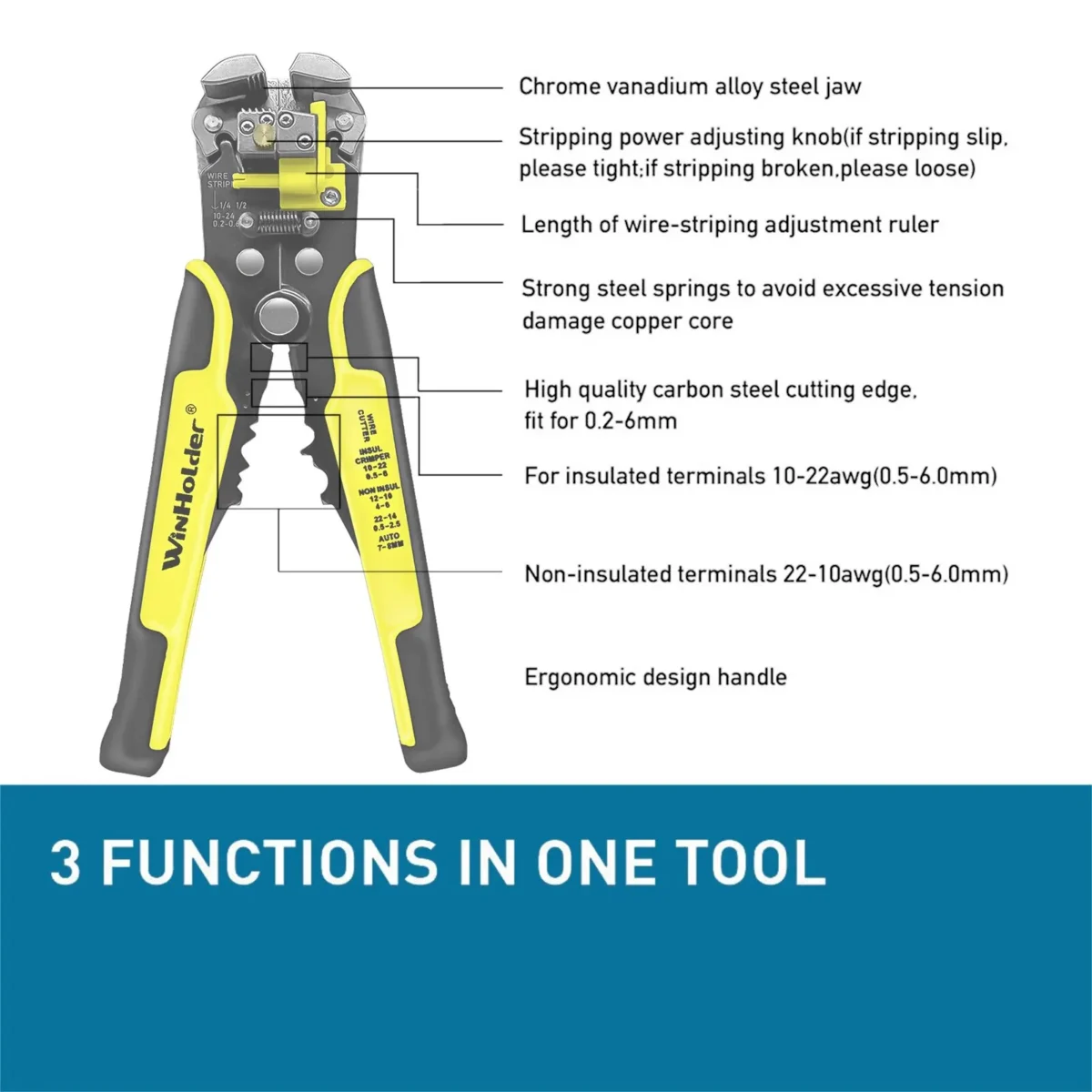 Professional Electrician Wire Tool Cable Wire Stripper Cutter Crimper Automatic Crimping Stripping Plier - Image 5