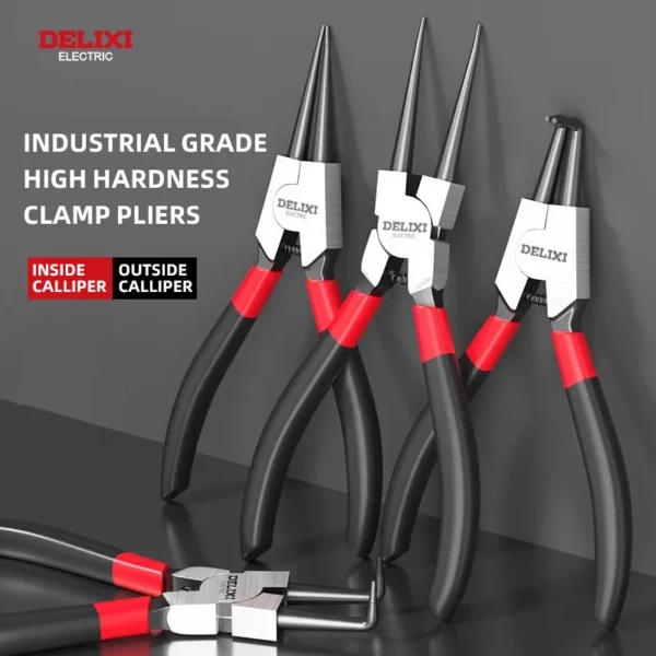 DELIXI ELECTRIC 5-In Circlip Pliers,Needle nose Pliers，Retaining Ring Pliers，for Removing Installing Puller Locking Rings Shafts