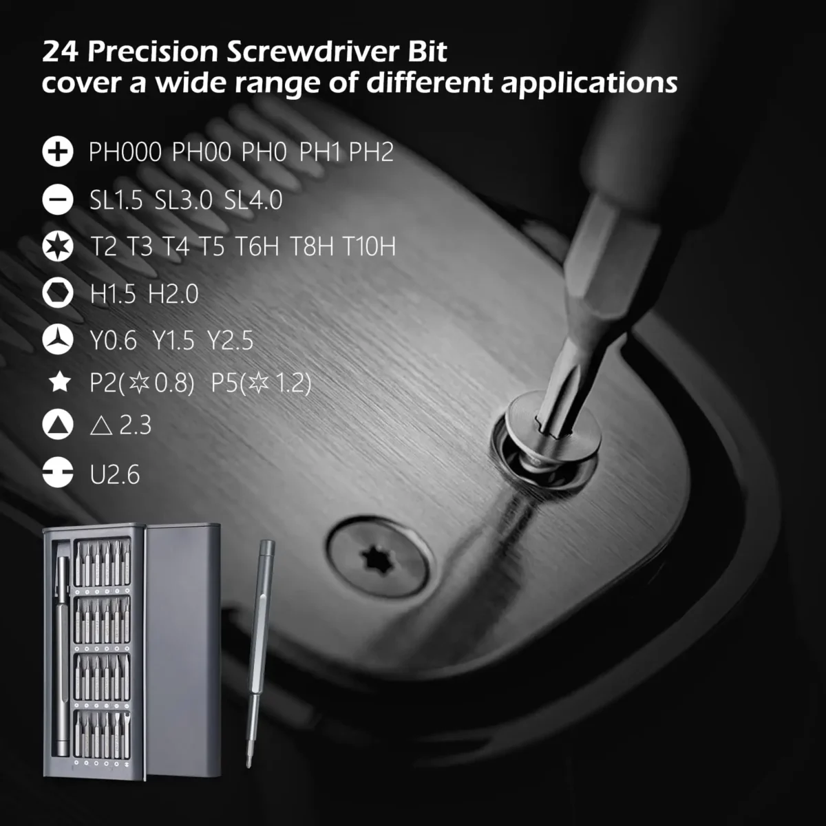 Precision Screwdriver Set 25 in 1 Phillips Torx Hexagonal Flat Head Magnetic Screwdriver Head for iPhone PC Watch Camera Glasses - Image 6