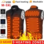 9 Heated Vest Zones Electric Heated