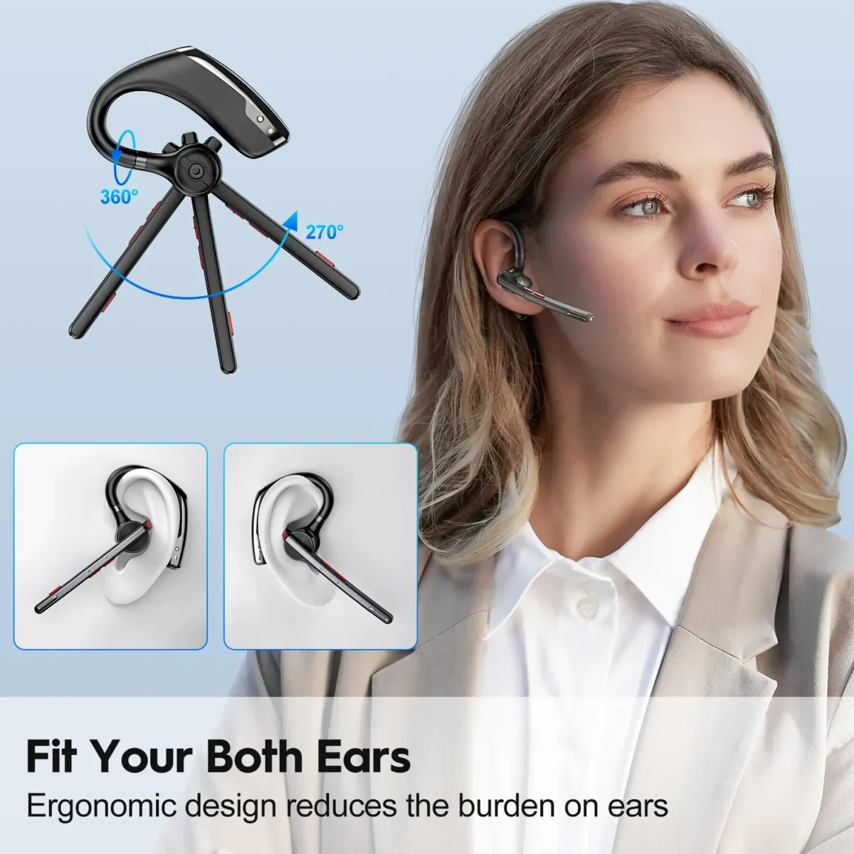 New Bee M51 Bluetooth 5.2 Wireless Headset Earphones Headphone with Dual-Mic CVC8.0 Noise Cancelling Handsfree Business Earbuds - Image 5
