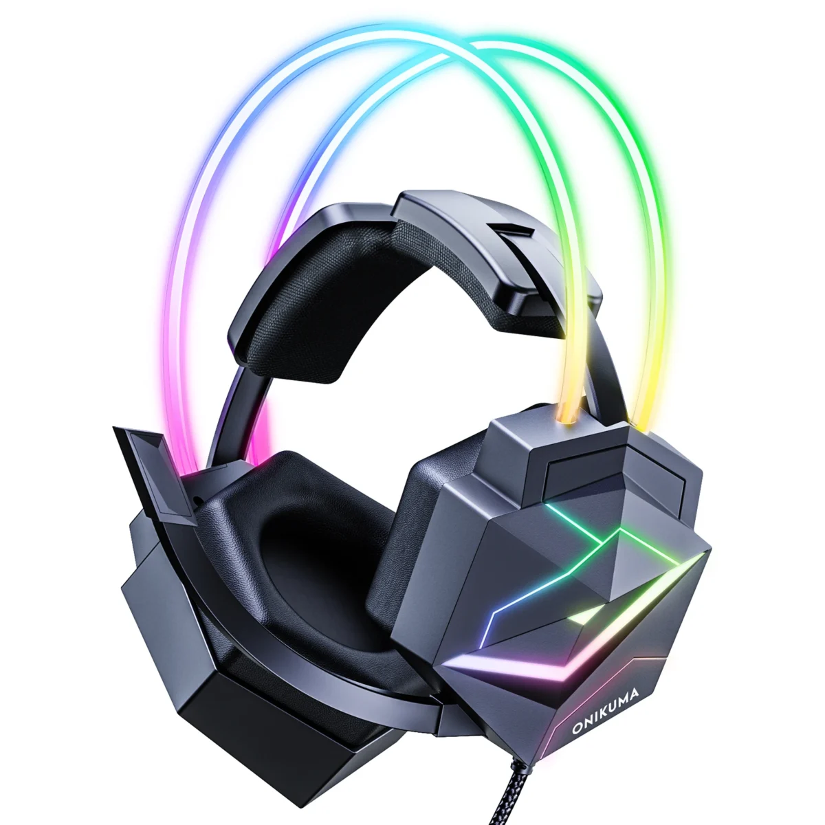 ONIKUMA Gaming Headset Wired Headset Player PC PS4 with RGB Lighting HD Flexible Microphone Headset for Xbox PS5 PC Games - Image 6