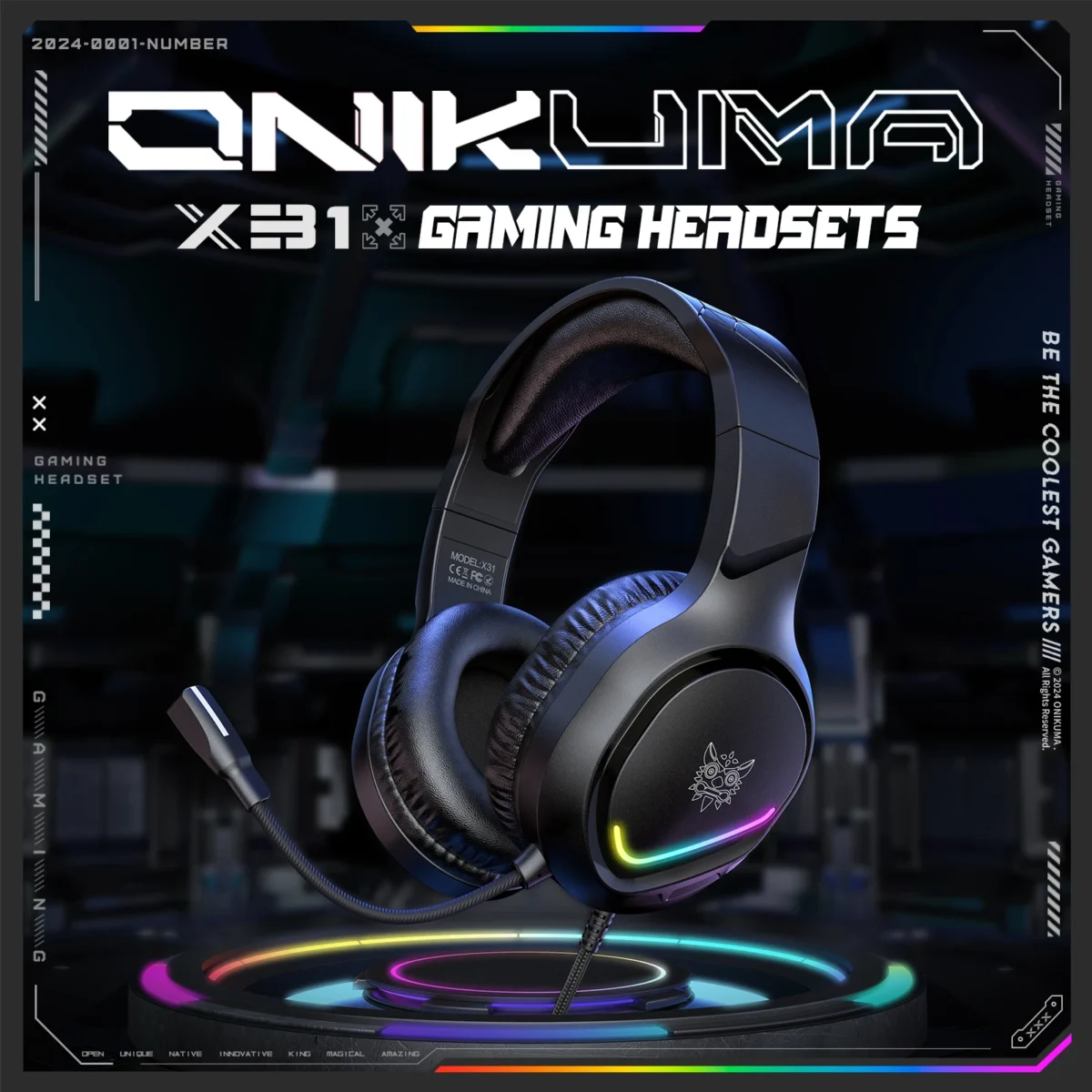 ONIKUMA Gaming Headset, Surround Sound Gaming Headset with Noise Cancelling Microphone, RGB Lights and Soft Memory Earcups - Image 4
