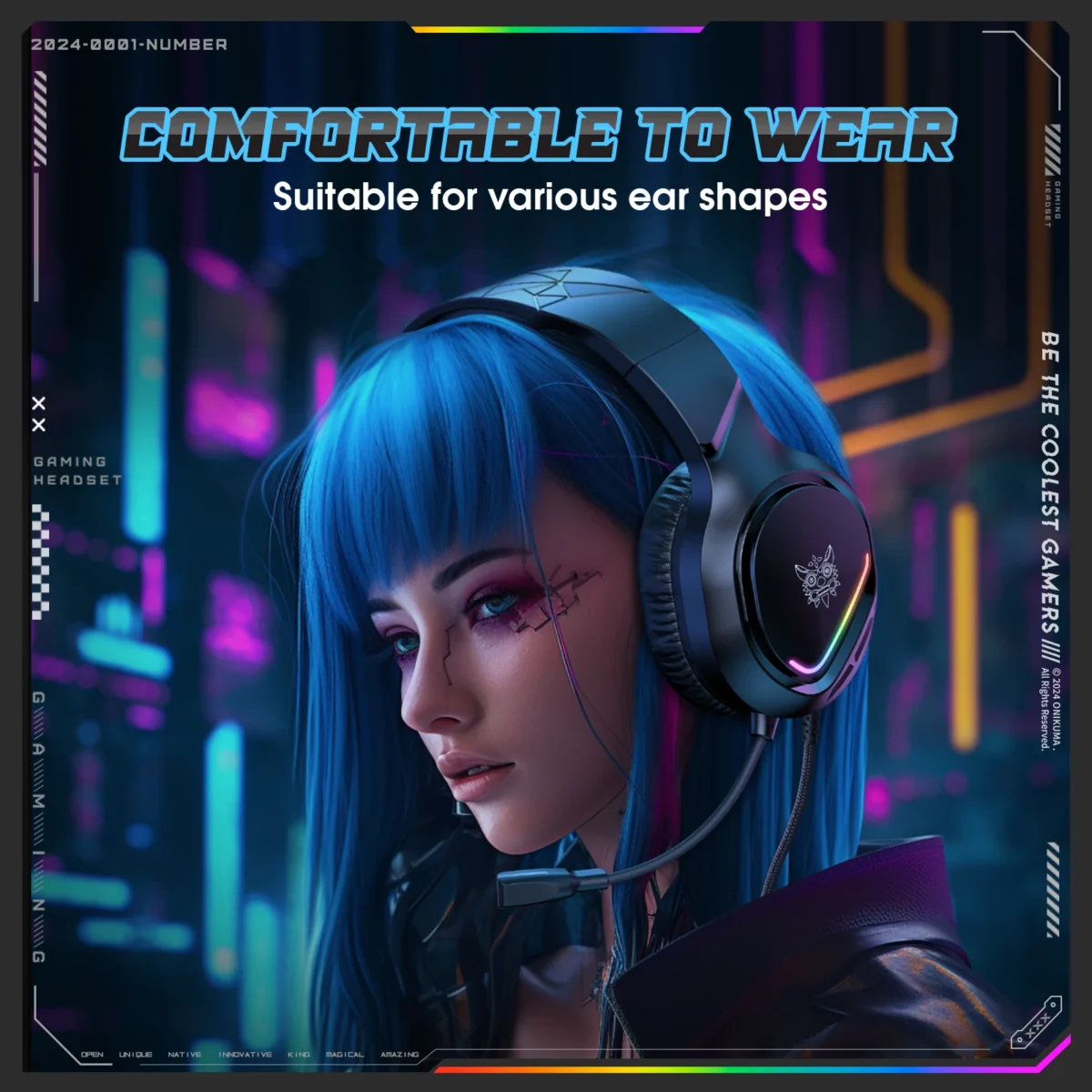 ONIKUMA Gaming Headset, Surround Sound Gaming Headset with Noise Cancelling Microphone, RGB Lights and Soft Memory Earcups - Image 3