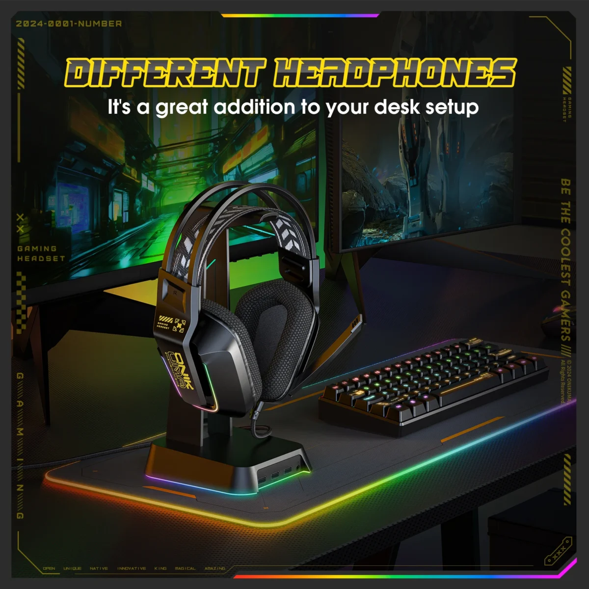 ONIKUMA X13 Wired Headphone with Mic RGB Gaming Headset Over Ear HIFI Stereo Headsets Gamer Earphones for PC PS5 - Image 4