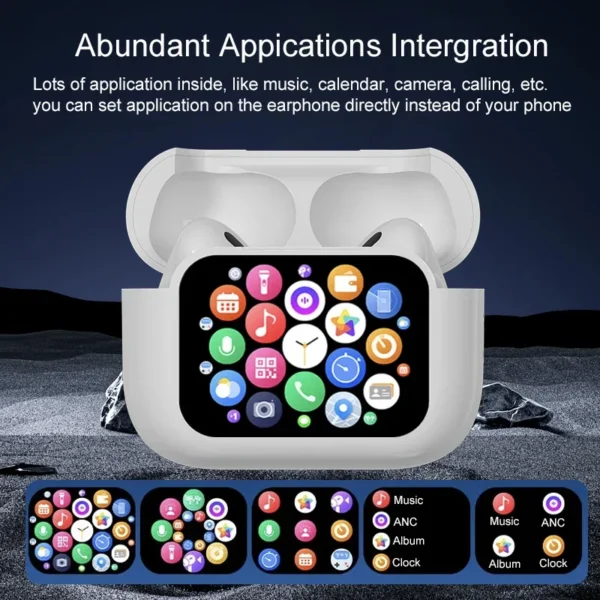 UYUXIO ANC ENC Noise Cancelling Wireless Earbuds with LCD Screen High Sound Quality Earphone Headphone Touch Headset Ear Buds