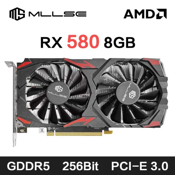 MLLSE AMD RX 580 8 GB 2048SP Gaming-Grafikkarte GDDR5 256 Bit PCI-E 3.0 × 16 8Pin Radeon GPU Rx 580 Grafikkarte Placa De Video