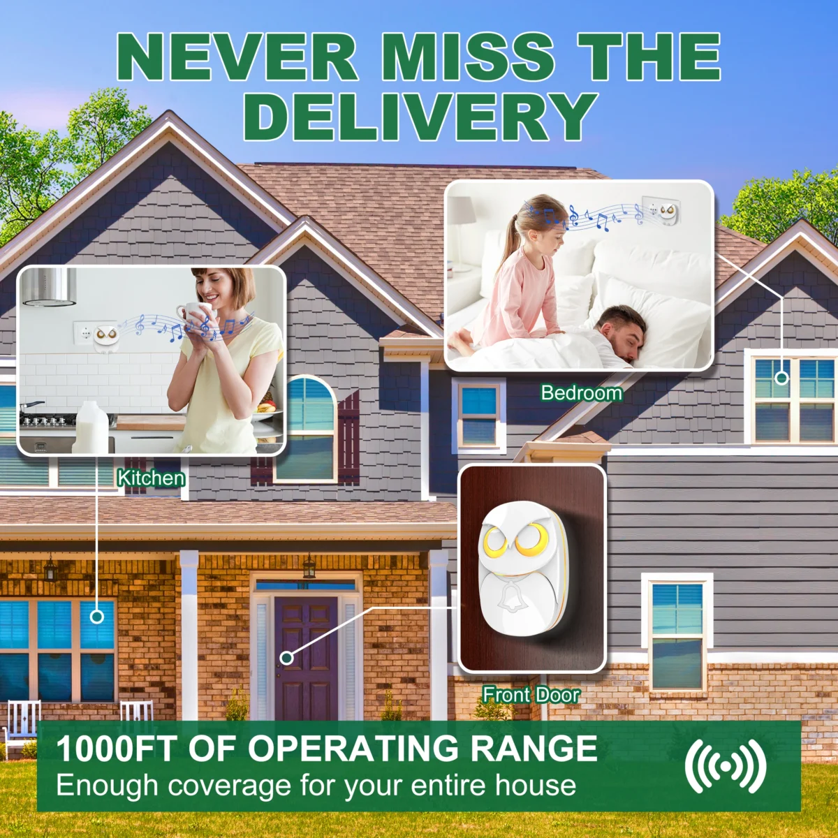HTZSAFE Wireless Doorbell Chime - 300 meters Long Range Wireless doorbell waterproof outdoor Home Intelligent Door Bell Chime - Image 4