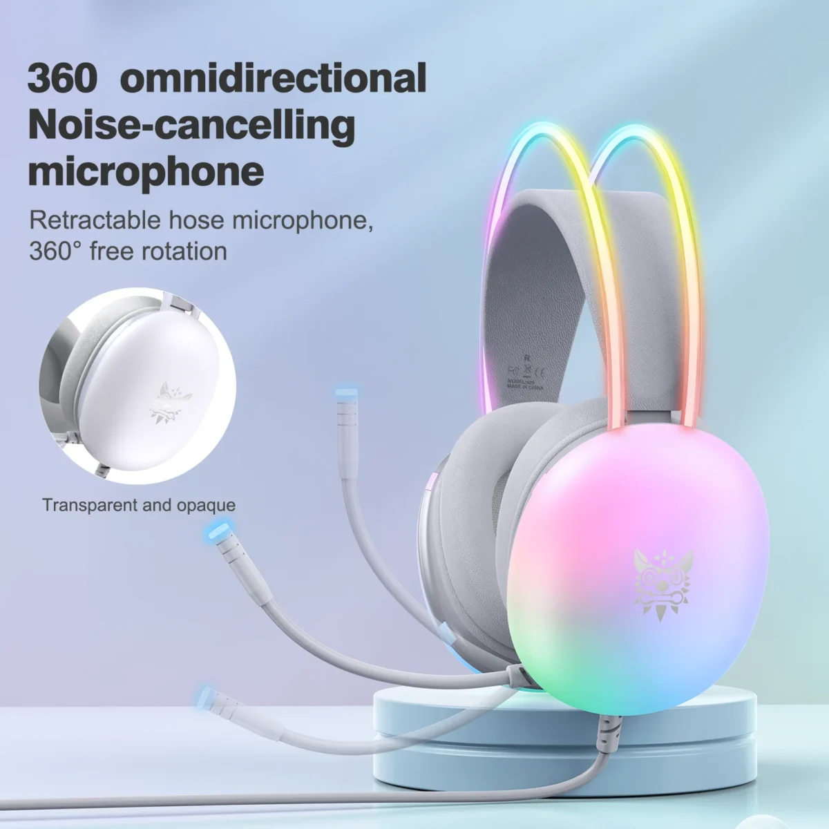 ONIKUMA Gaming Headset Wired Headphones Player PC PS4 with RGB Light HD Flexible Microphone Earphone for Xbox PS5 Computer Games - Image 2