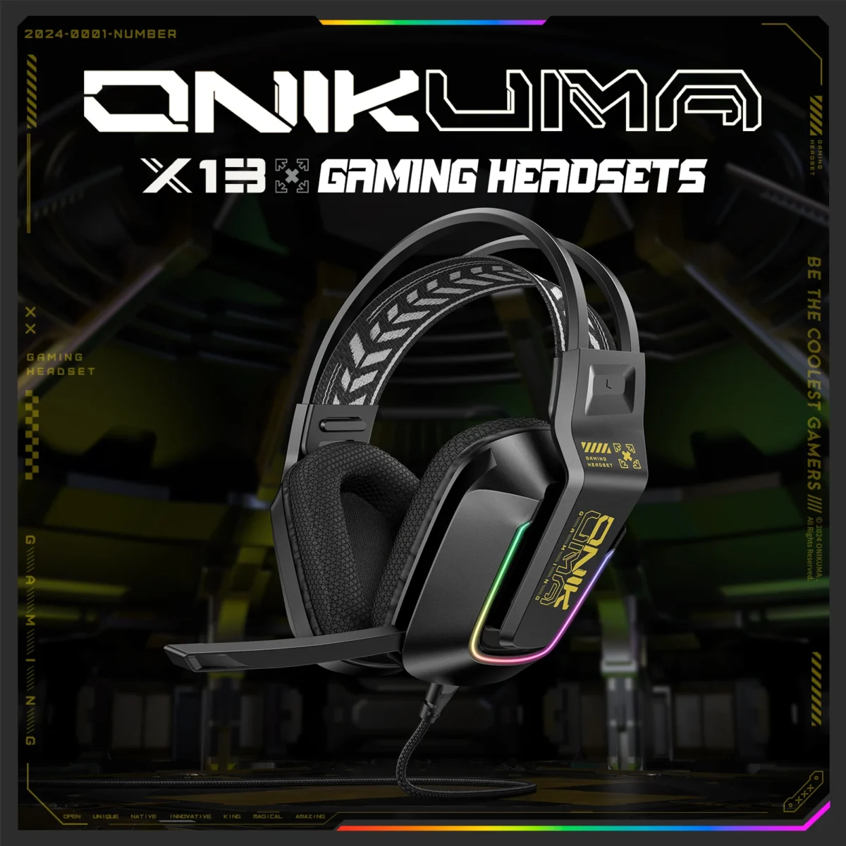 ONIKUMA X13 Wired Headphone with Mic RGB Gaming Headset Over Ear HIFI Stereo Headsets Gamer Earphones for PC PS5 - Image 2