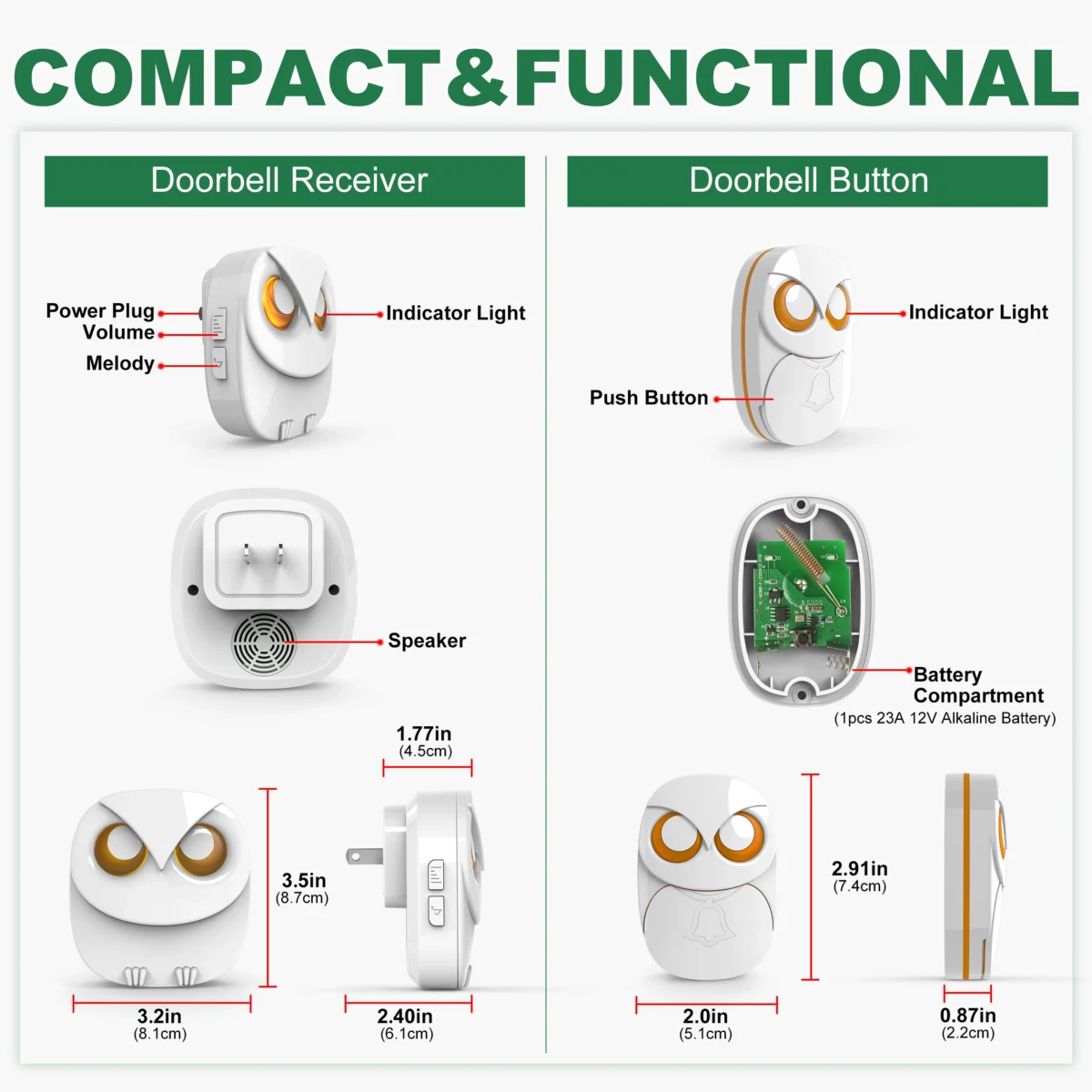 HTZSAFE Wireless Doorbell Chime - 300 meters Long Range Wireless doorbell waterproof outdoor Home Intelligent Door Bell Chime - Image 3