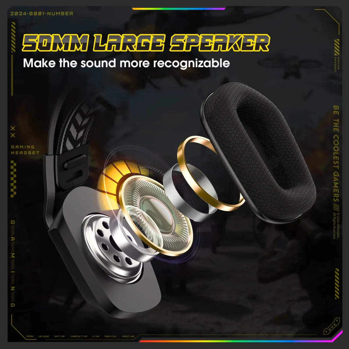 ONIKUMA X13 Wired Headphone with Mic RGB Gaming Headset Over Ear HIFI Stereo Headsets Gamer Earphones for PC PS5 - Image 5