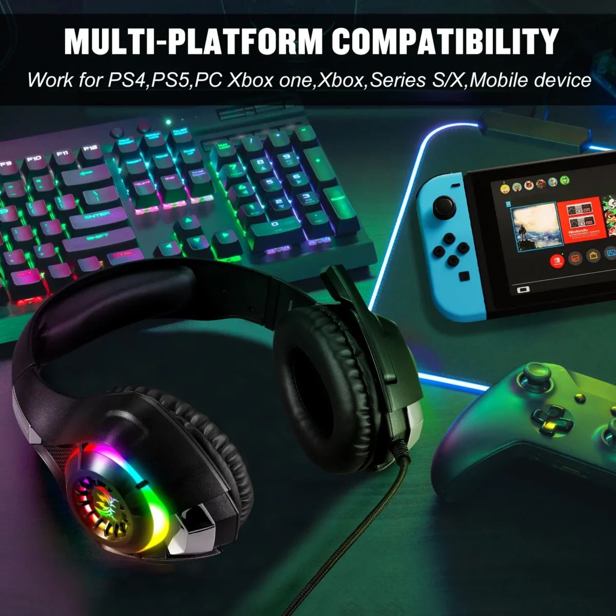 Wired Gaming Headphones Headset Noise Cancelling Earphone with Microphone Volume Control for PS4 PS5 PC Game 3.5mm USB Stereo - Image 2