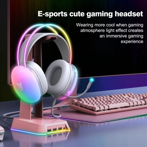 ONIKUMA Gaming Headset Wired Headphones Player PC PS4 with RGB Light HD Flexible Microphone Earphone for Xbox PS5 Computer Games