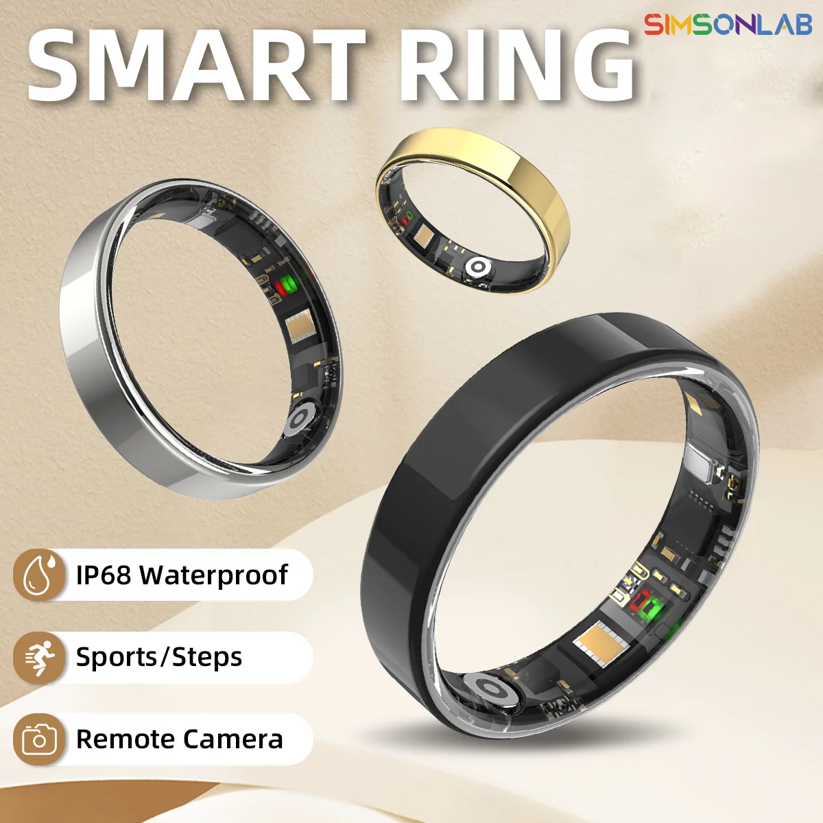 SIMSONLAB 2025 Smart Ring Bluetooth Call