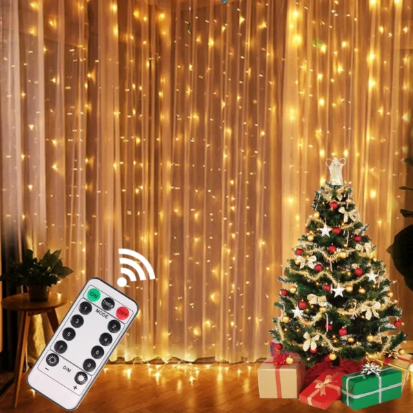 Christmas Lights Curtain Garland Merry Christmas
