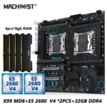 MACHINIST X99 MD8 Dual CPU Motherboard Kit Set Optional lntel Xeon E5 2680 V4 LGA2011-3 DDR4 32GB RAM C612 chip Server Computer