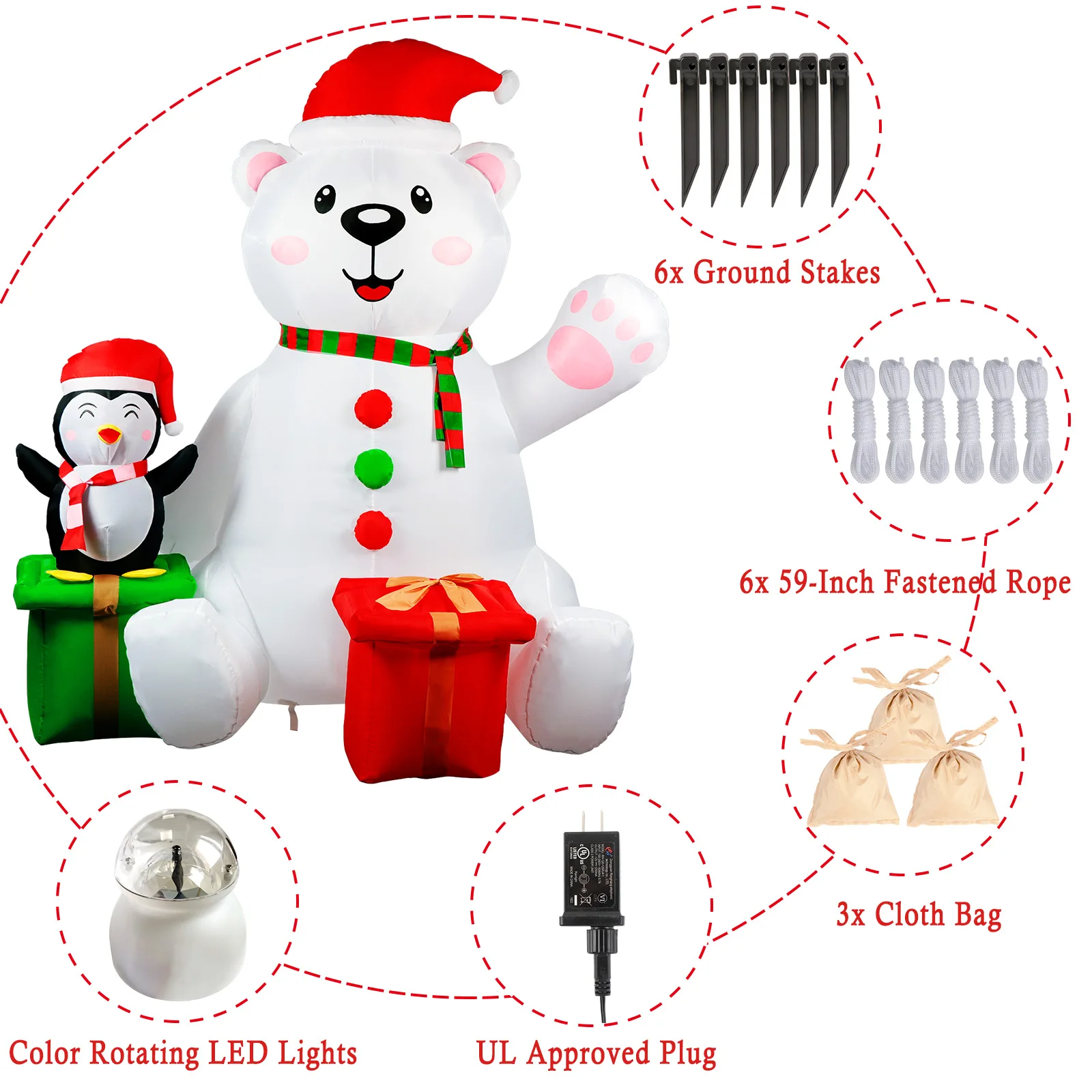 6FT Christmas Inflatables Outdoor Decorations Polar - Image 3