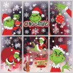 9 Sheets Grinch Window Stickers for