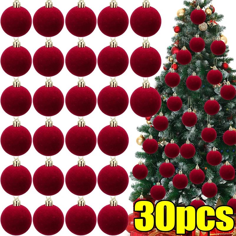 6cm Wine Red Velvet Christmas Balls